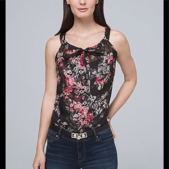 White House Black Market Tops - WHBM - Floral Sleeveless Halter Top